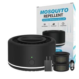 Portable Rechargeable Mosquito Repellent Device & 2 Plant‑Based Refills 480 hrs